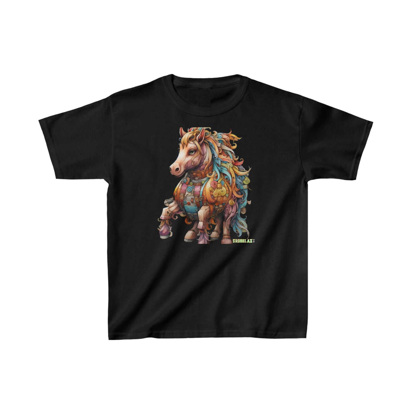 Kids Heavy Cotton™ Tee Color Horse Young Girl Gift T-Shirt 001