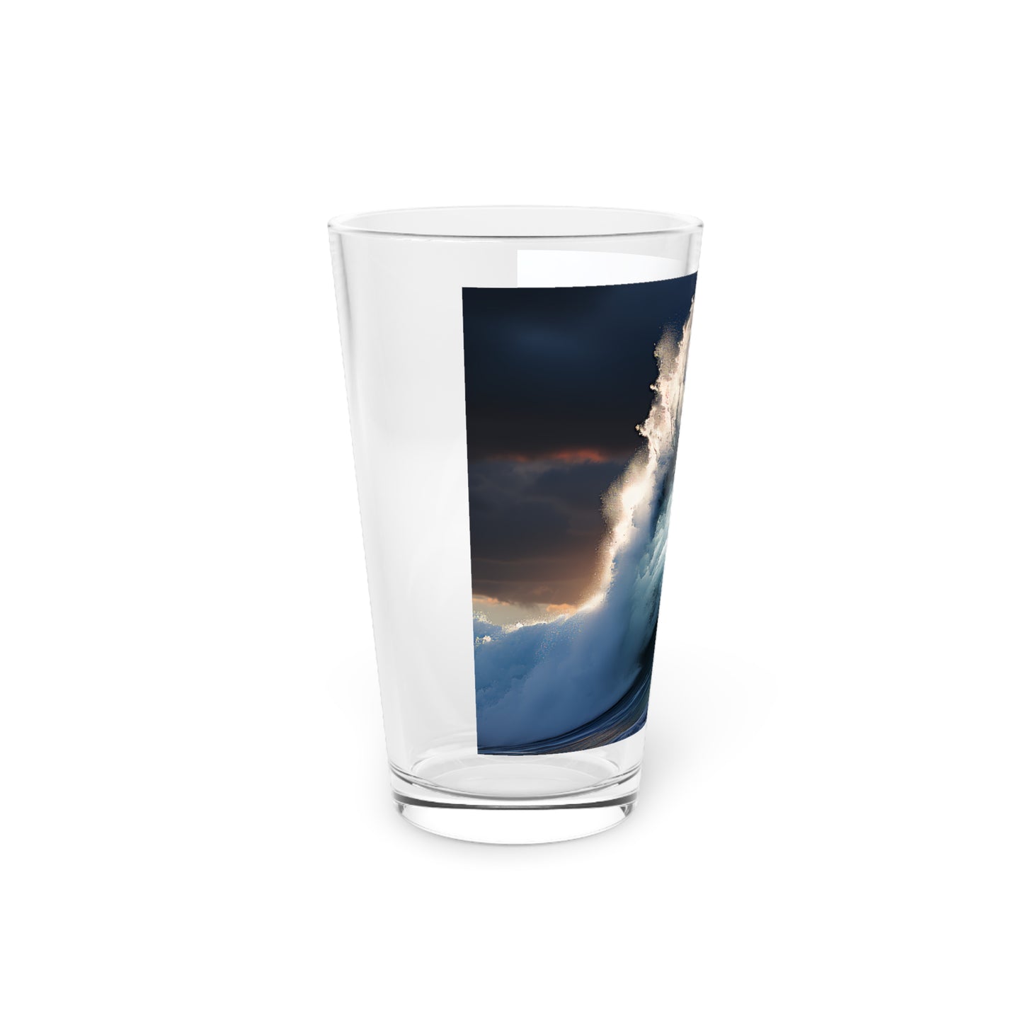 Giant Shore Break Perfec Wave with Crowd All Taking Photos - Pint Glass, 16oz - Waves Design #014