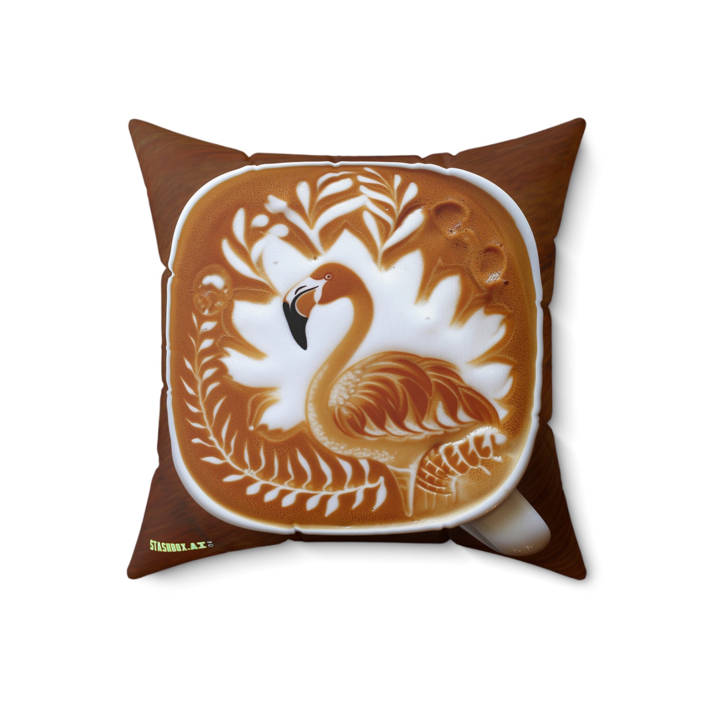 Faux Suede Square Pillow Flamingo Latte art and Tropical Scene 001 002