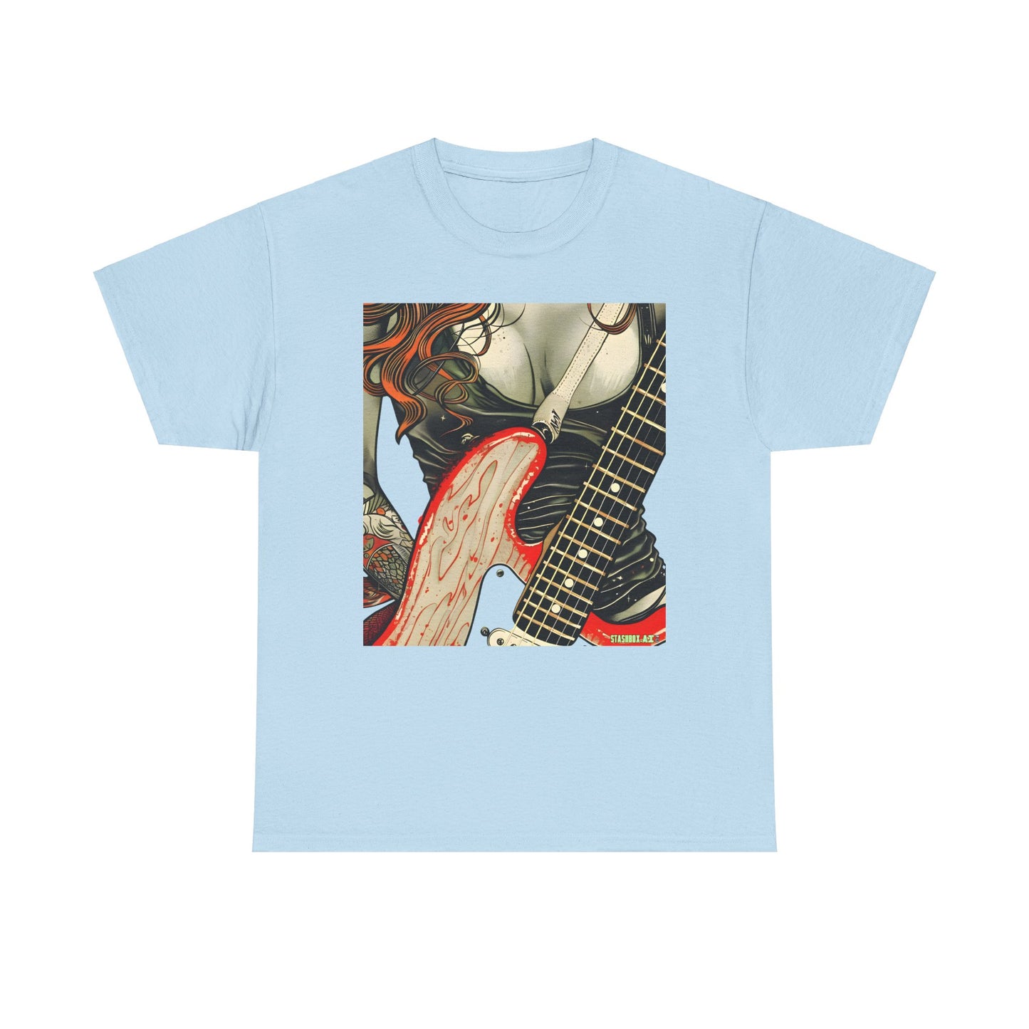 Unisex Heavy Cotton T-Shirt  Girl Guitarist Rocking 010