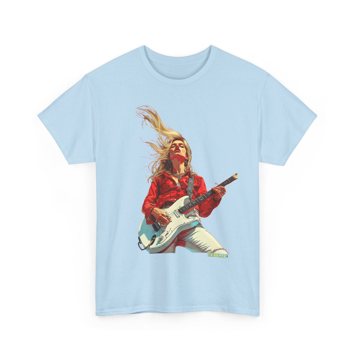 Unisex Heavy Cotton T-Shirt  Girl Guitarist Rocking 015