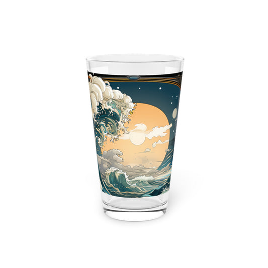 Delve into the mystical with our Tarot Card Style Wave Pint Glass (16oz) - Waves Design #034, exclusively crafted by Stashbox.ai. This glass blends the enigmatic allure of tarot symbolism with the serene dance of ocean waves, offering a unique and magical drinking experience. Dive into the unknown with every sip.