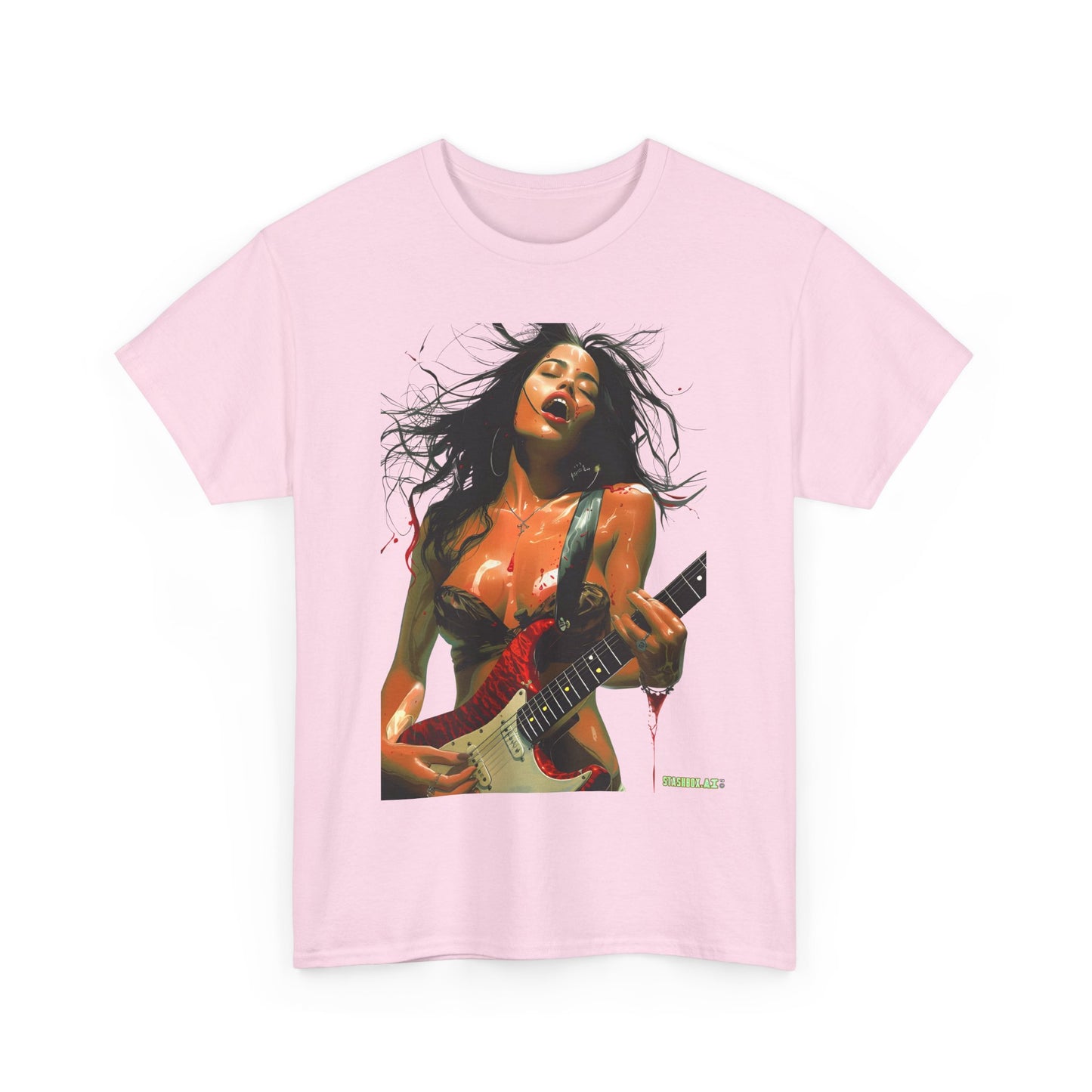 Unisex Heavy Cotton T-Shirt  Girl Guitarist Rocking 014