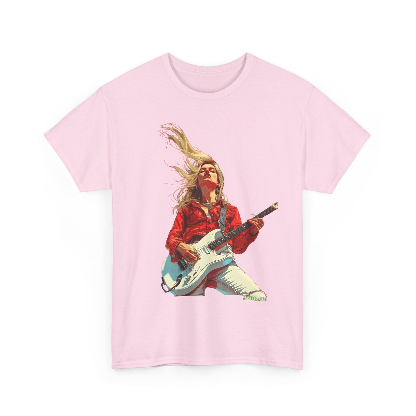 Unisex Heavy Cotton T-Shirt  Girl Guitarist Rocking 015