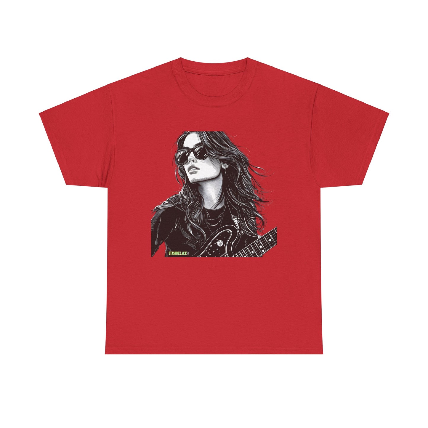 Unisex Heavy Cotton T-Shirt  Girl Guitarist Rocking 008