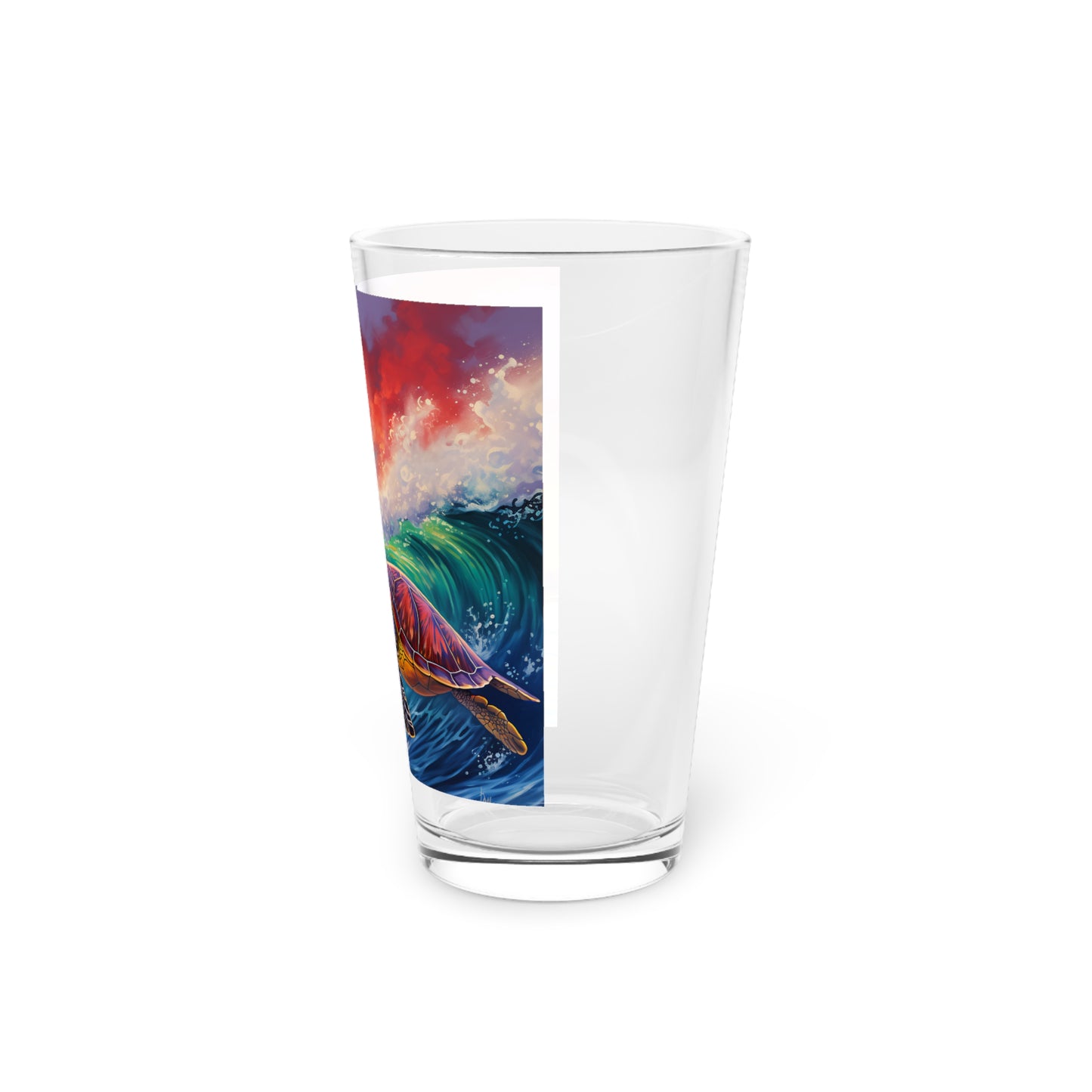 Pint Glass, 16oz Turtle Surfing Perfect Colorful Waves 029