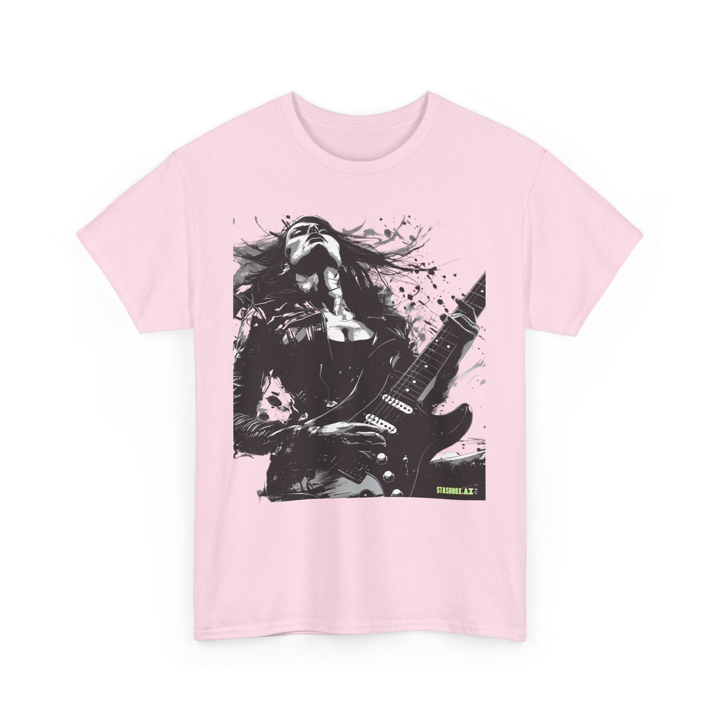 Unisex Heavy Cotton T-Shirt  Girl Guitarist Rocking 001