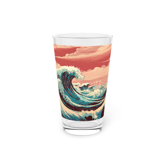 Elevate your drinking experience with our Artistic Waves and Sky Pint Glass, 16oz - Waves Design #012. Crafted with precision, this glass captures the beauty of waves under a sky of serenity. Perfect for sipping in style!