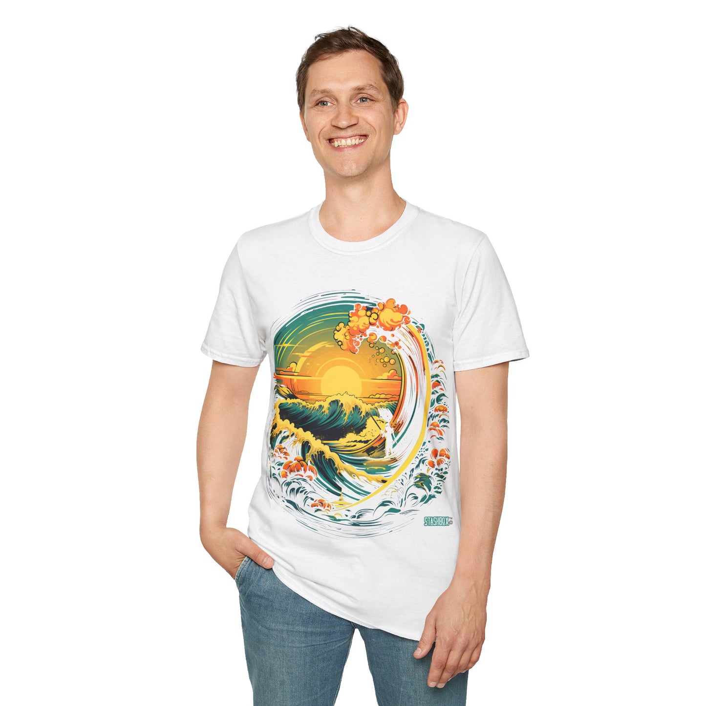 Unisex Softstyle T-Shirt Colorful Sunset Wave - 41