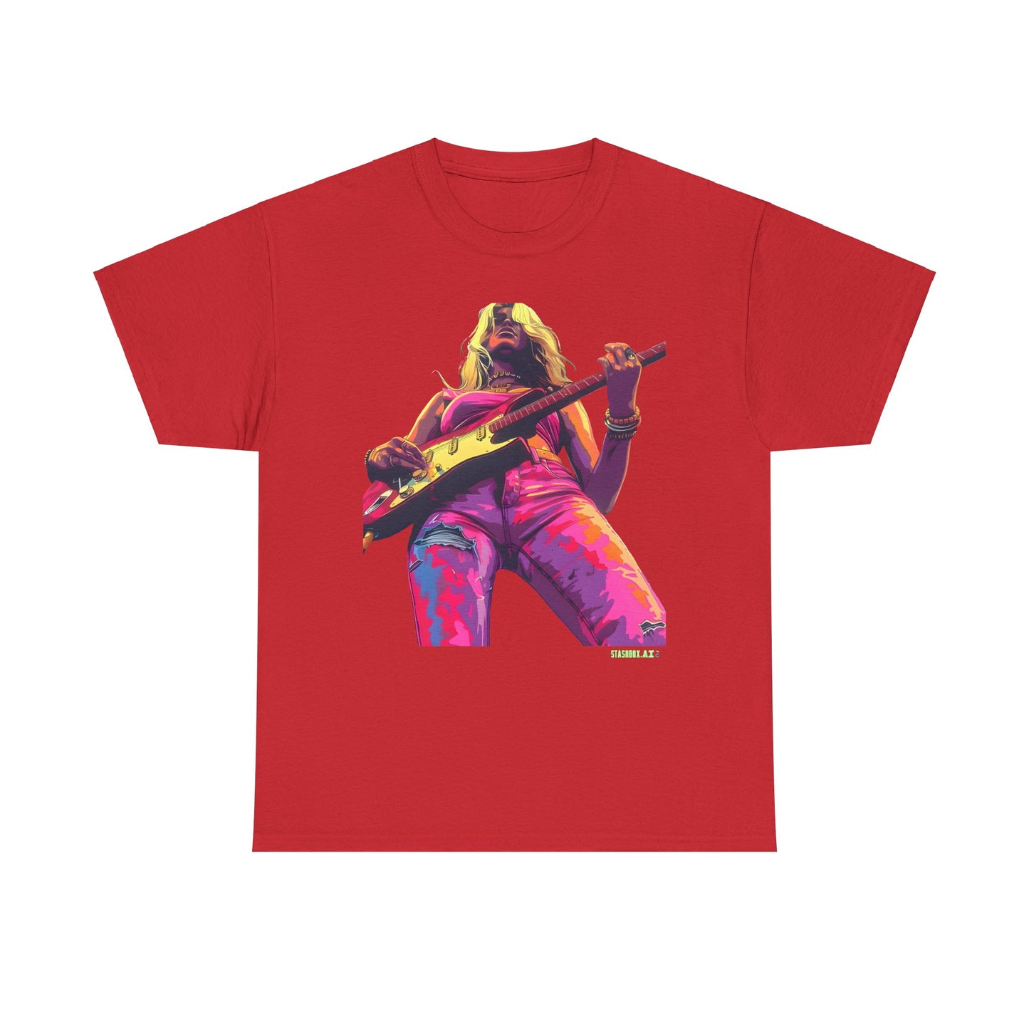 Unisex Heavy Cotton T-Shirt  Girl Guitarist Rocking 016