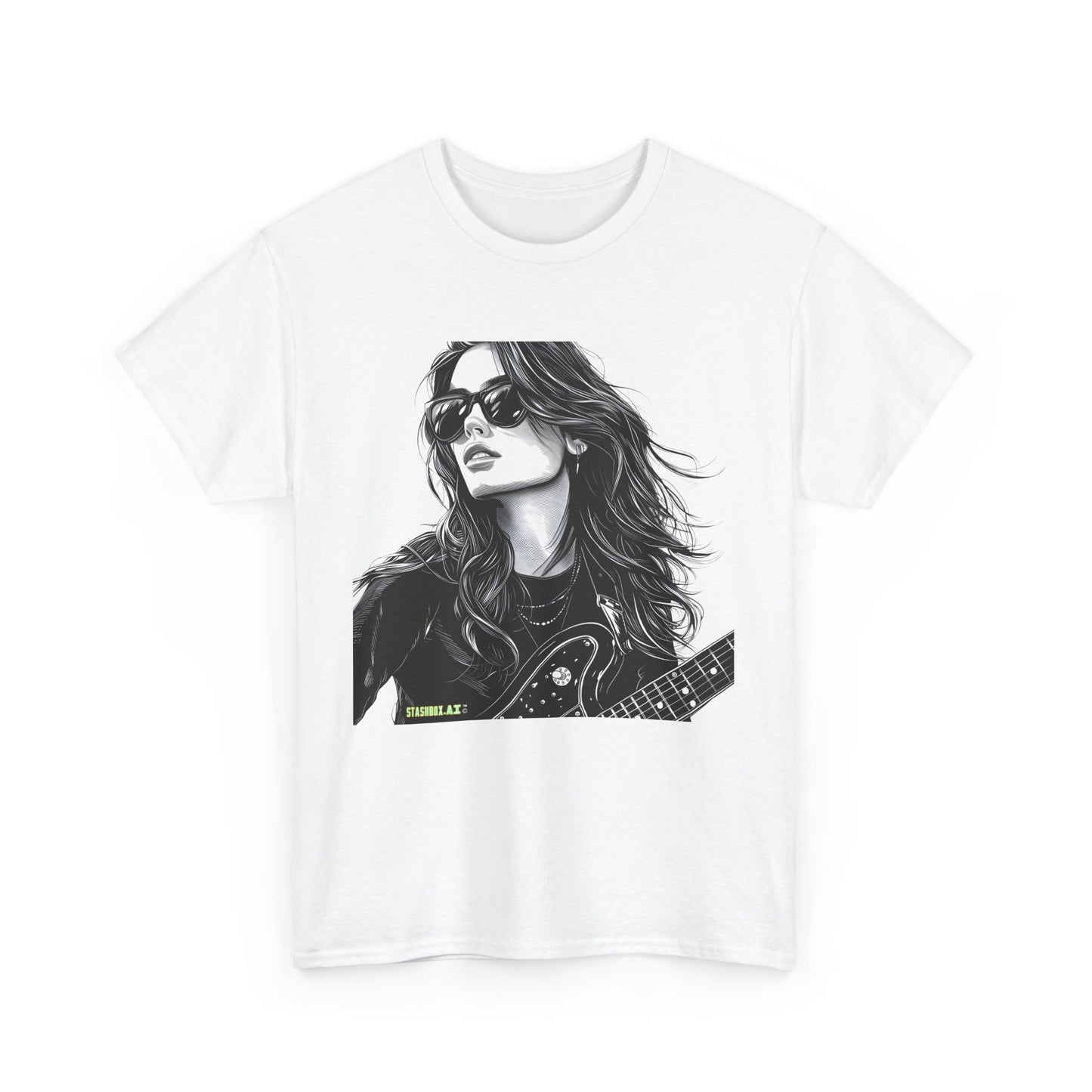 Unisex Heavy Cotton T-Shirt  Girl Guitarist Rocking 008