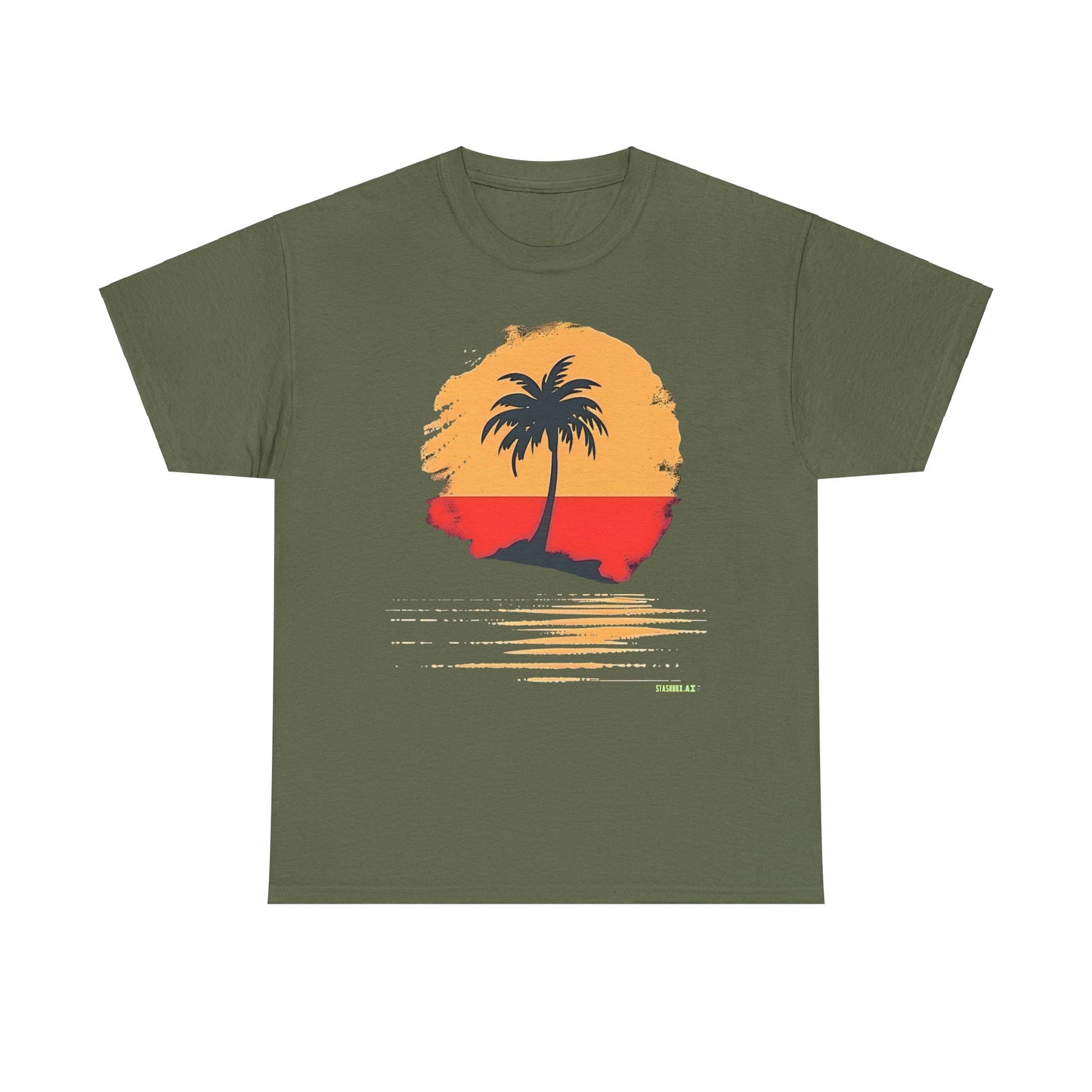 Unisex Heavy Cotton Tee Tropical Rasta Colors Minimalism 003