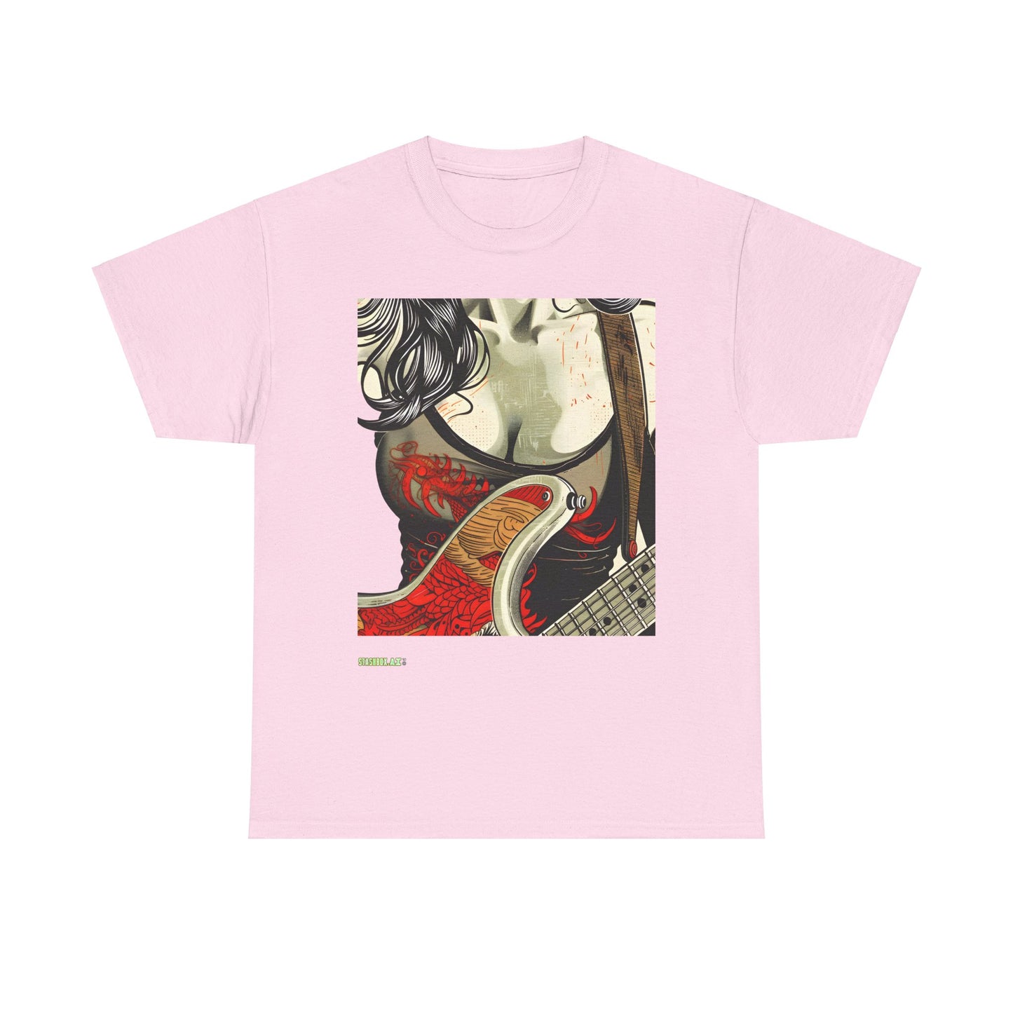 Unisex Heavy Cotton T-Shirt  Girl Guitarist Rocking 012