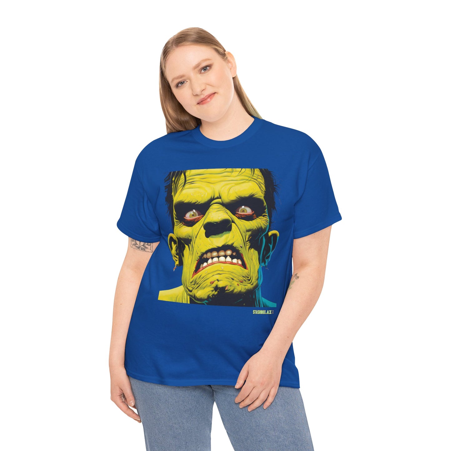 Unisex Heavy Cotton Tee Frankenstein Face #001