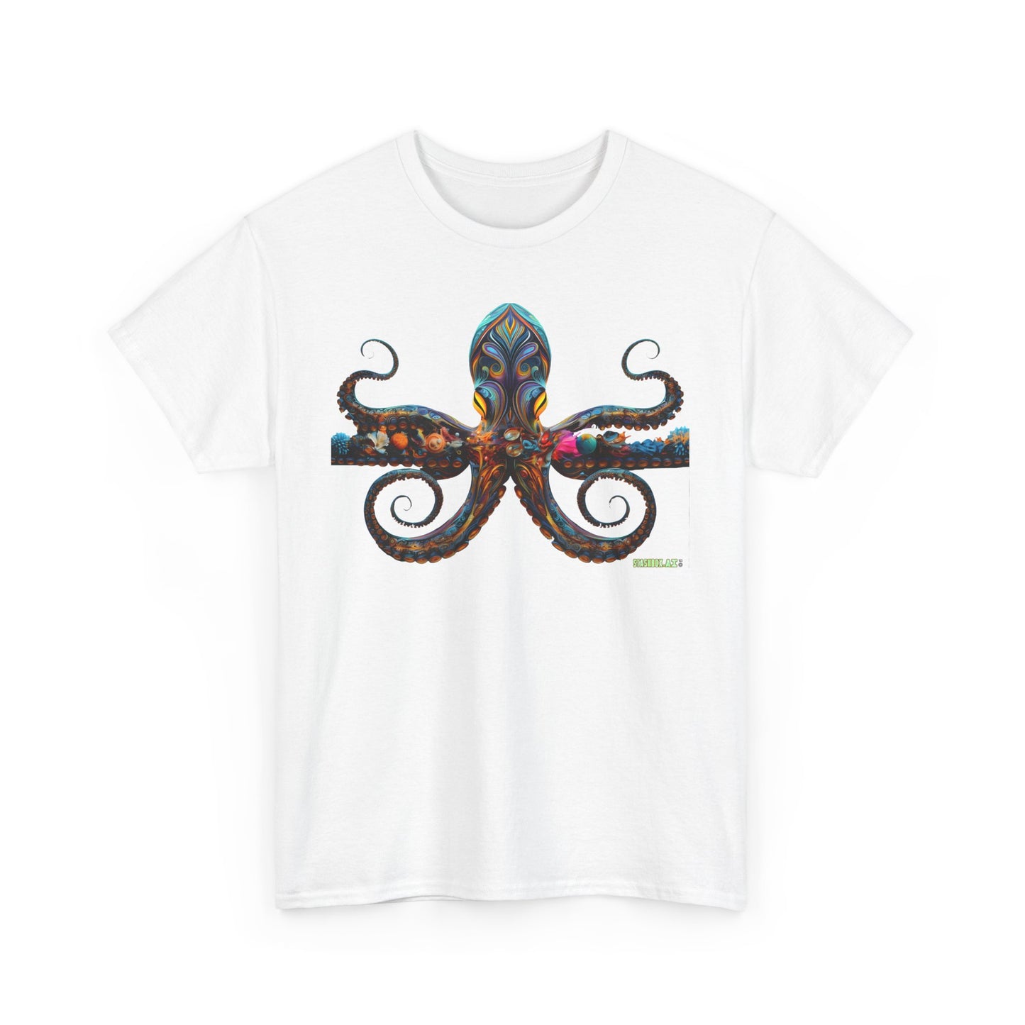 Unisex Heavy Cotton Tee Animal Squid Psychedelic 002