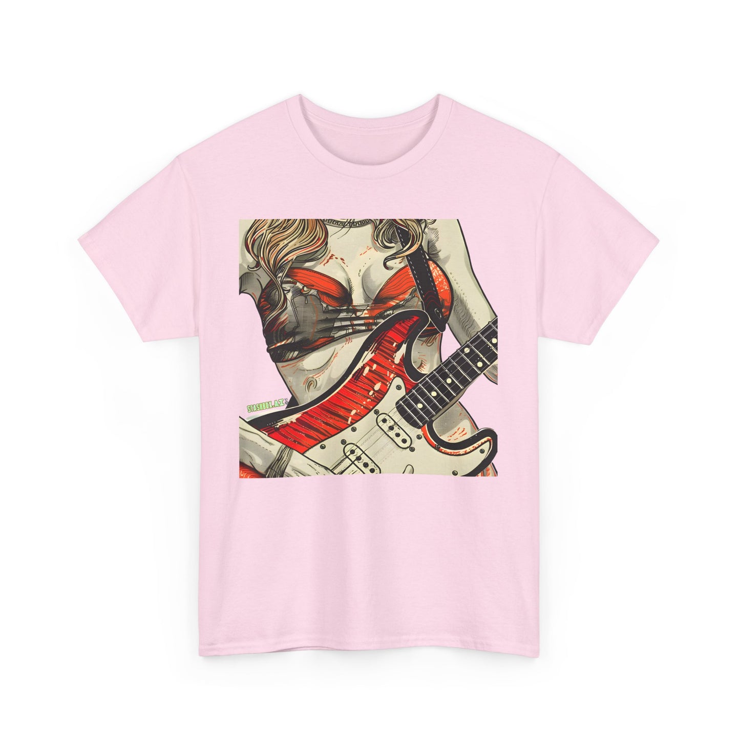 Unisex Heavy Cotton T-Shirt  Girl Guitarist Rocking 011