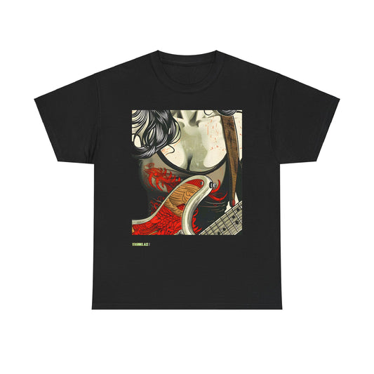 Unisex Heavy Cotton T-Shirt  Girl Guitarist Rocking 012