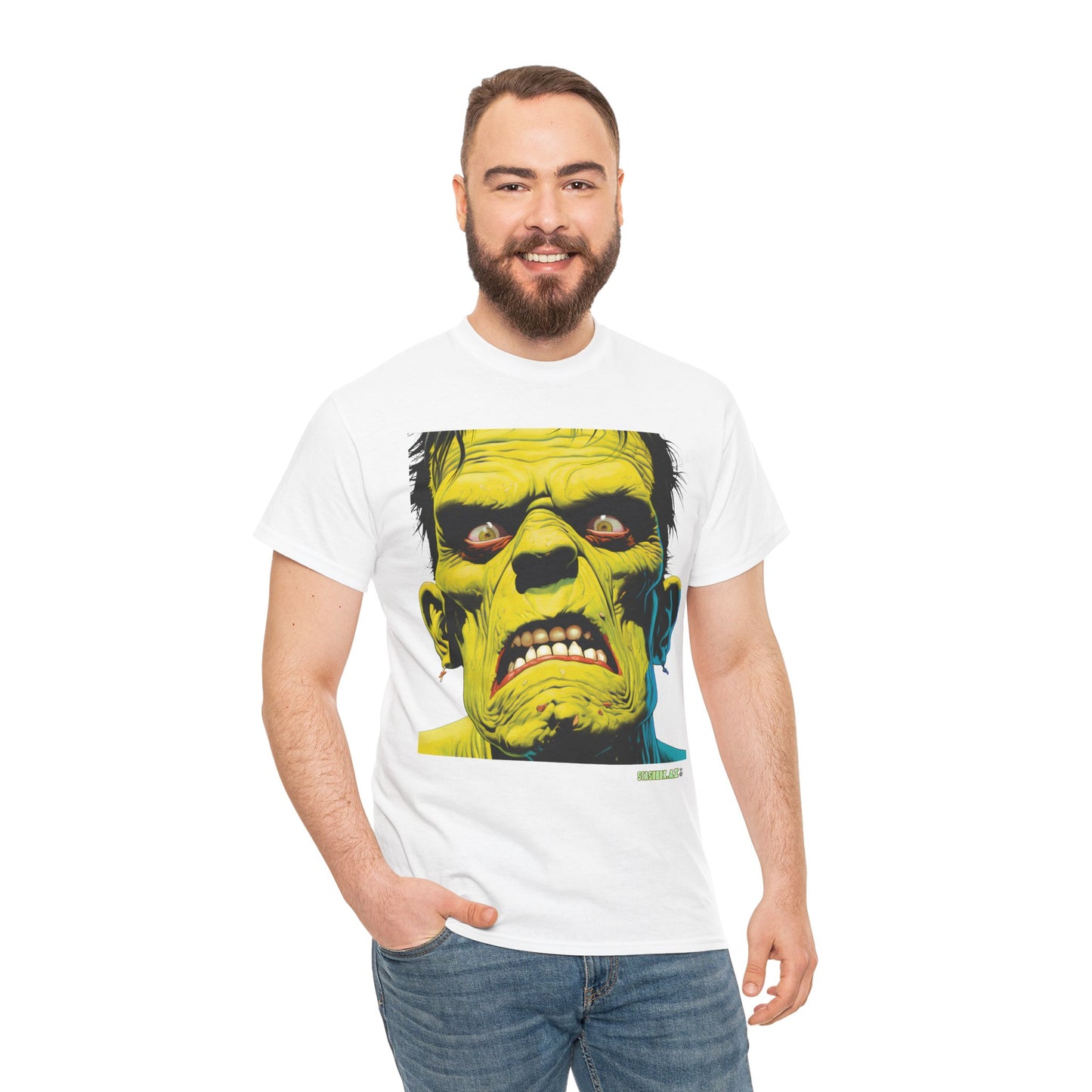 Unisex Heavy Cotton Tee Frankenstein Face #001