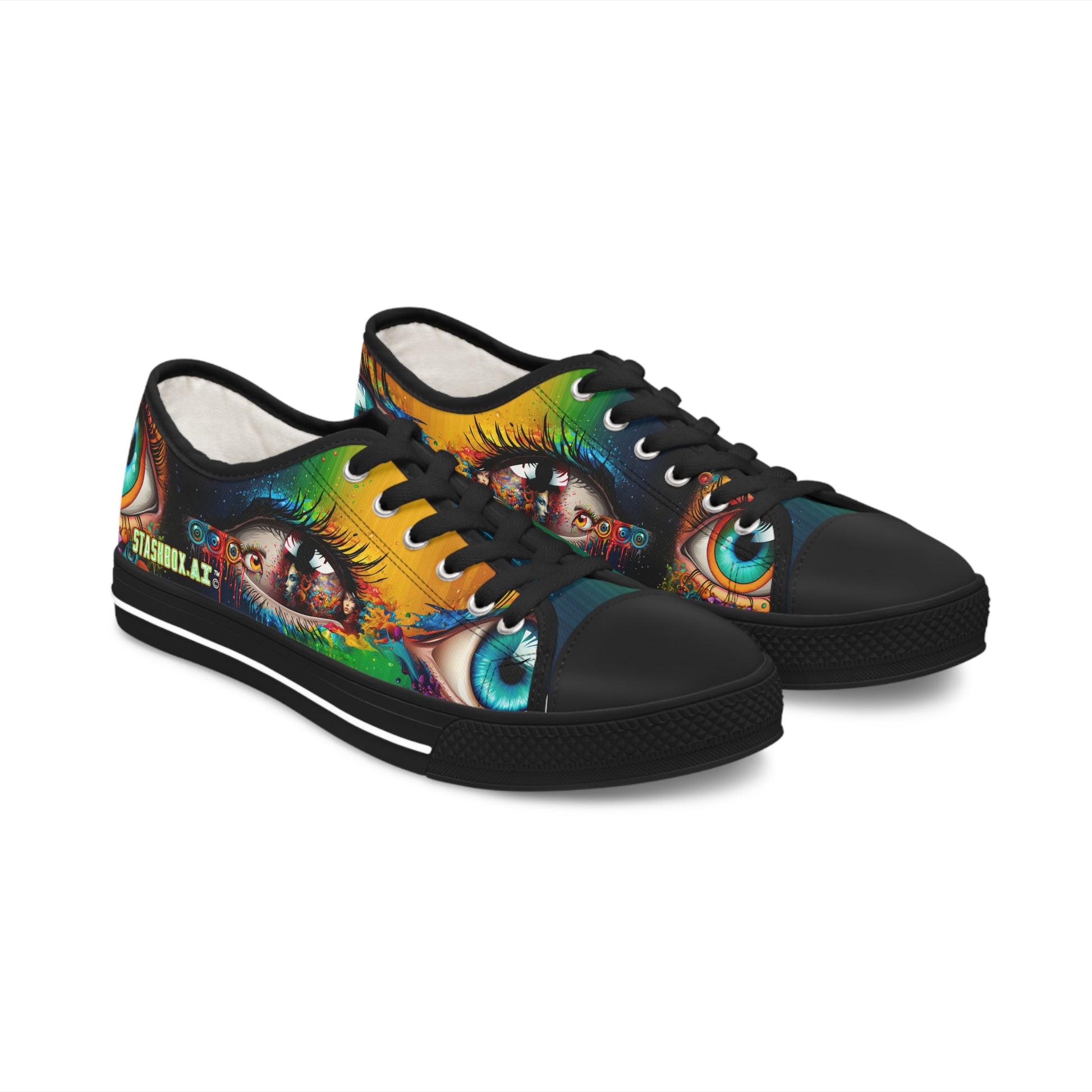 Stashbox Psychedelic Women's Shoes - Vibrant Eyes Design - #FashionStatement #BoldColors #ArtisticSneakers