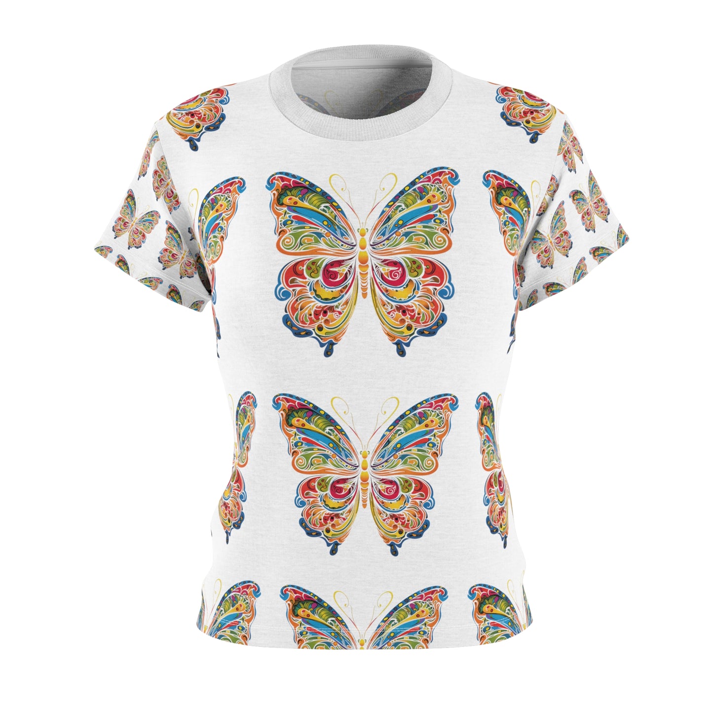 Women's Cut & Sew Tee (AOP) Butterfly Pattern T-Shirt 014
