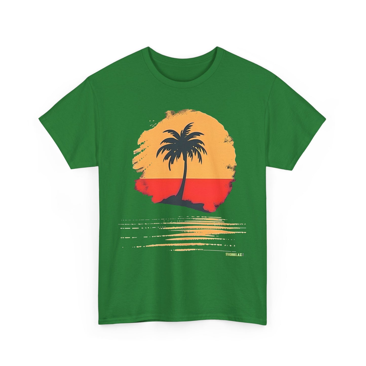 Unisex Heavy Cotton Tee Tropical Rasta Colors Minimalism 003