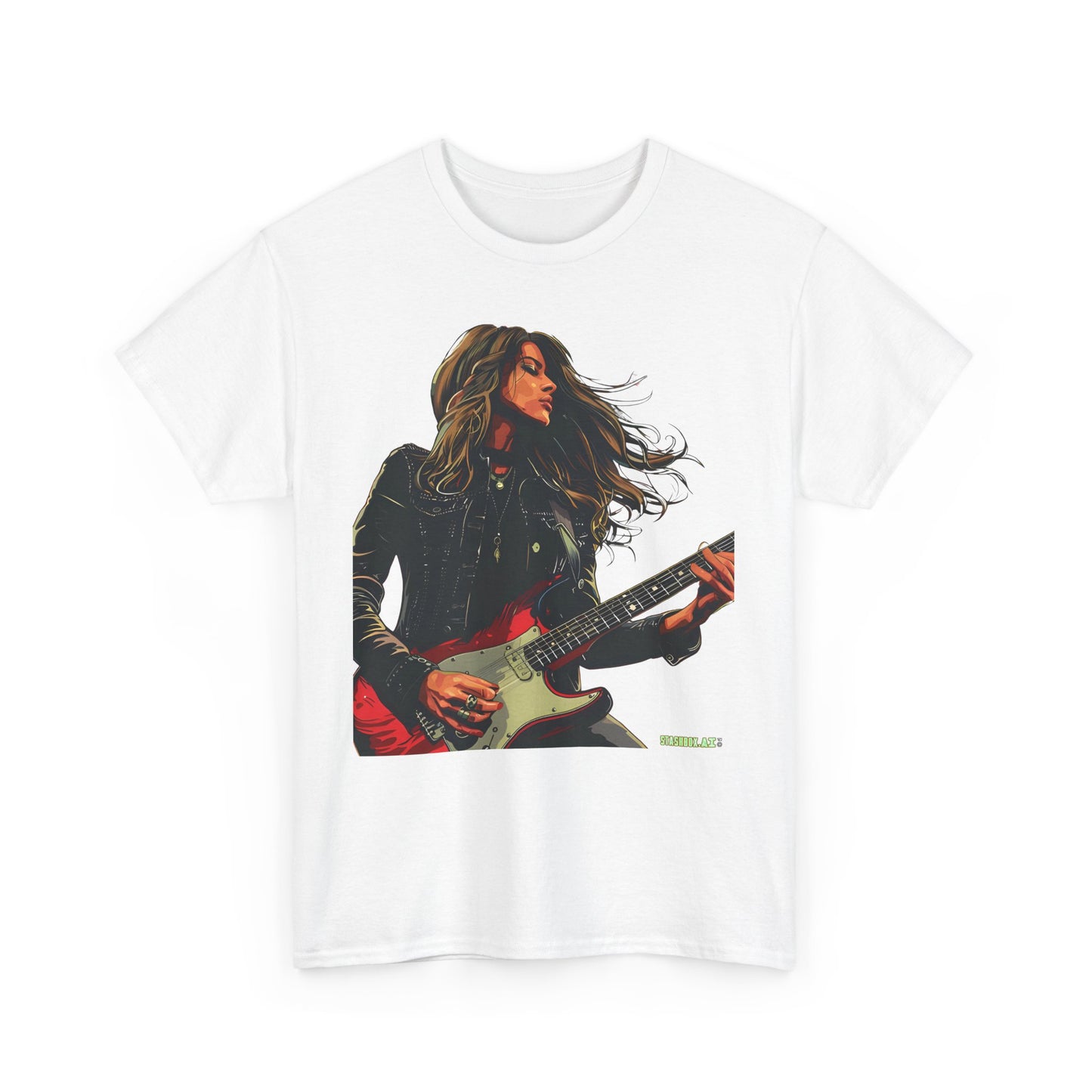 Unisex Heavy Cotton T-Shirt  Girl Guitarist Rocking 006