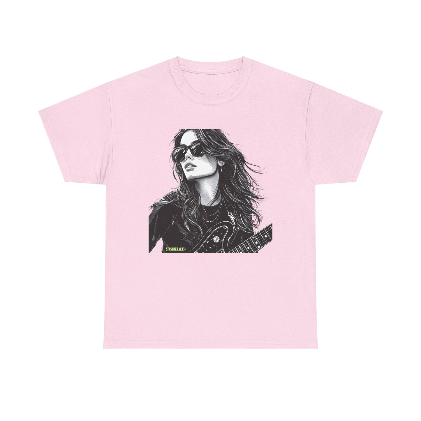 Unisex Heavy Cotton T-Shirt  Girl Guitarist Rocking 008