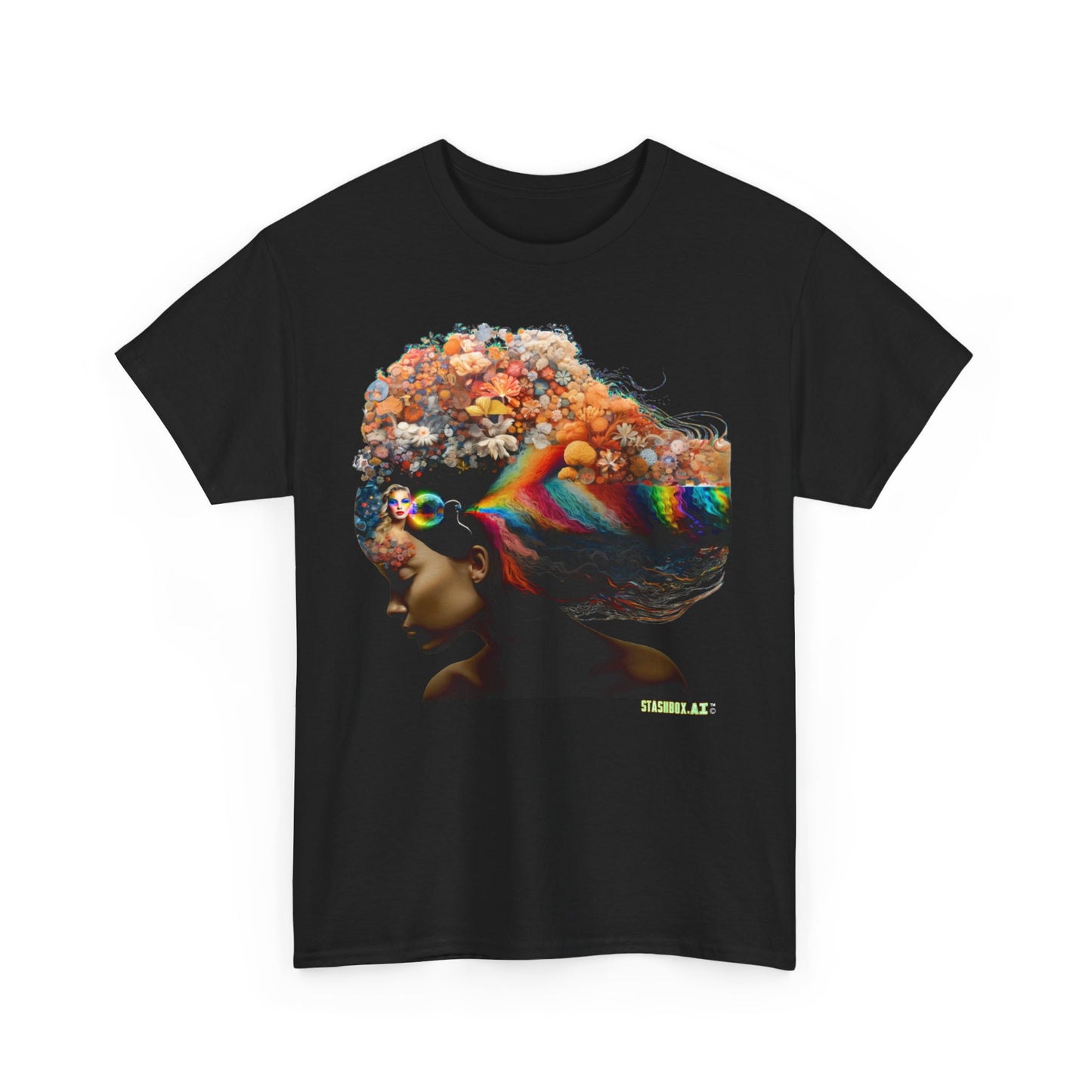 Unisex Heavy Cotton T-Shirt Rainbow Drawn Female 01