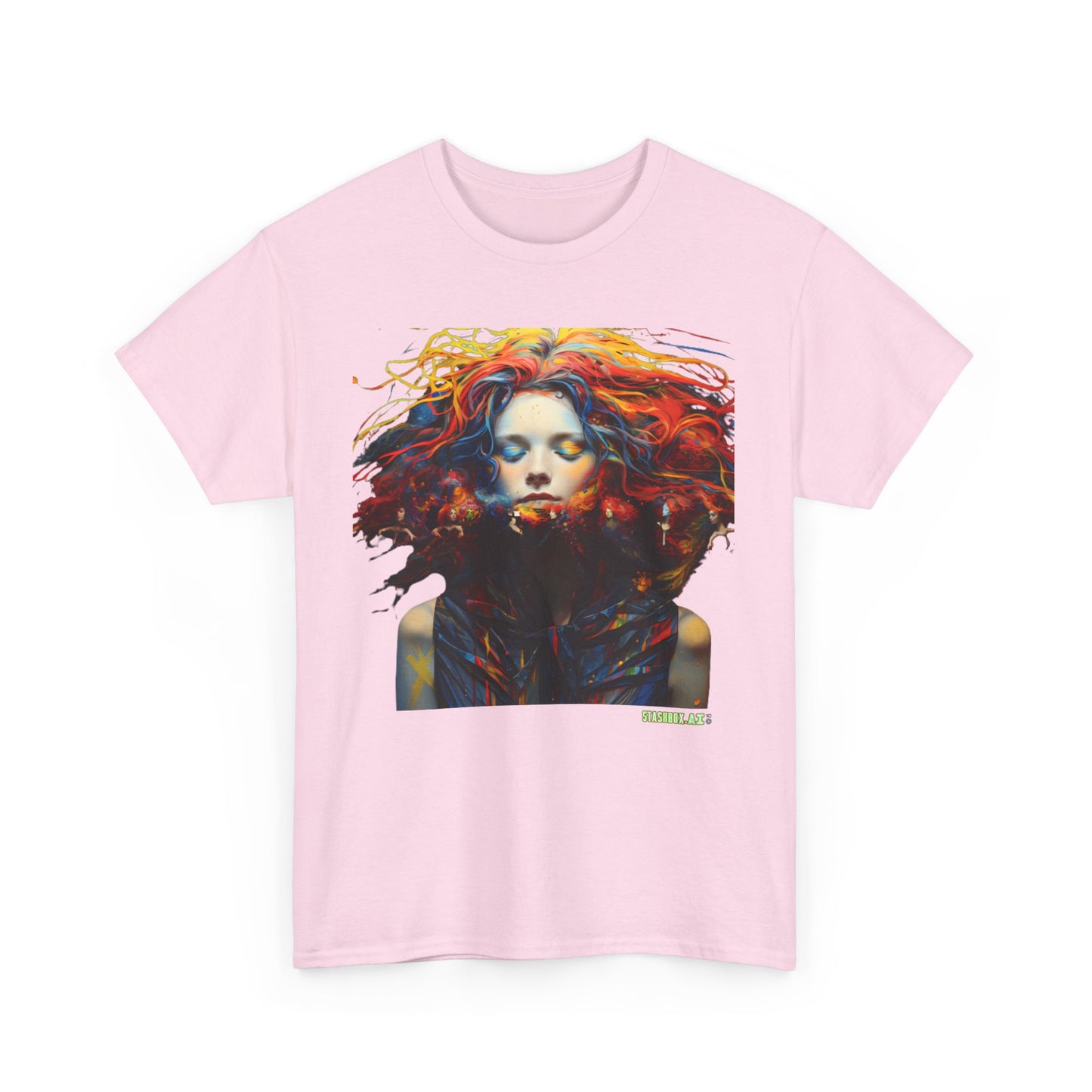 Unisex Heavy Cotton T-Shirt Beautiful Woman Rainbow Drawn Maranao 009