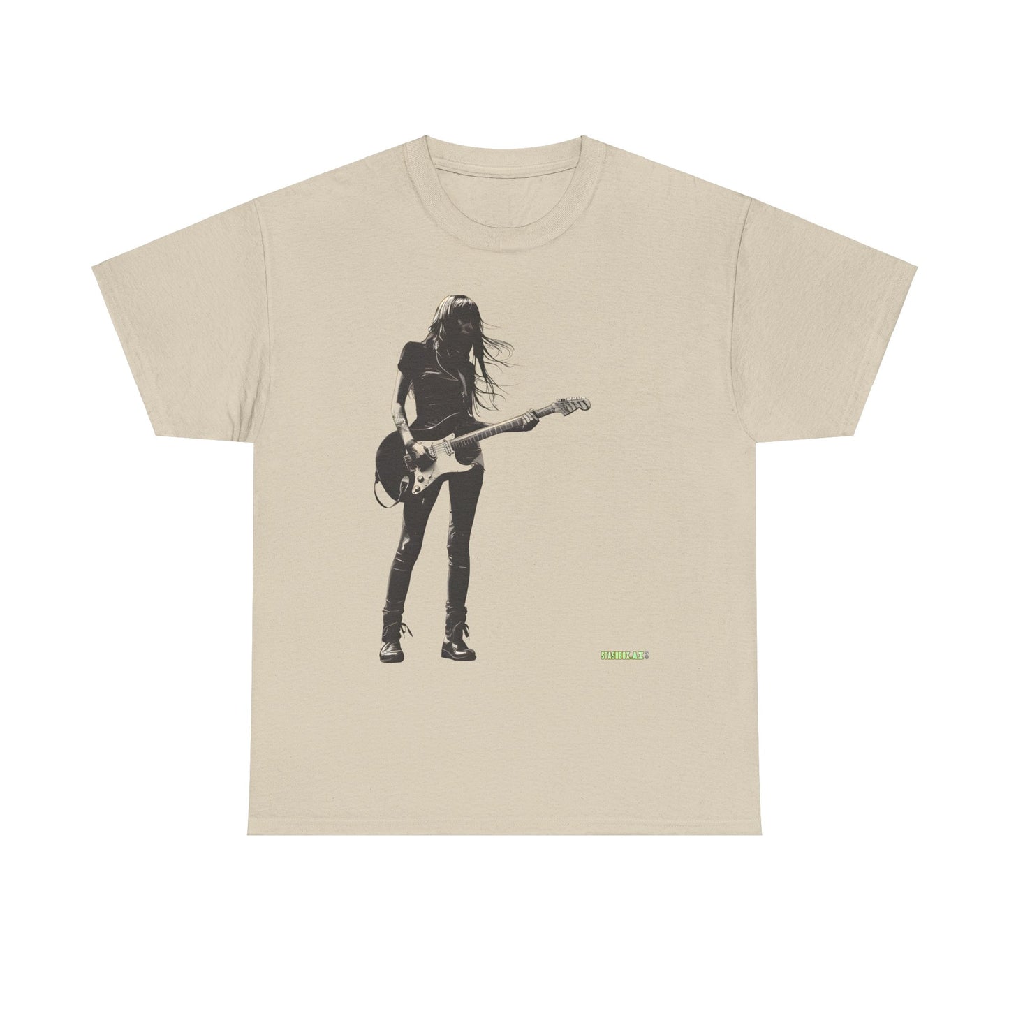 Unisex Heavy Cotton T-Shirt  Girl Guitarist Rocking 007