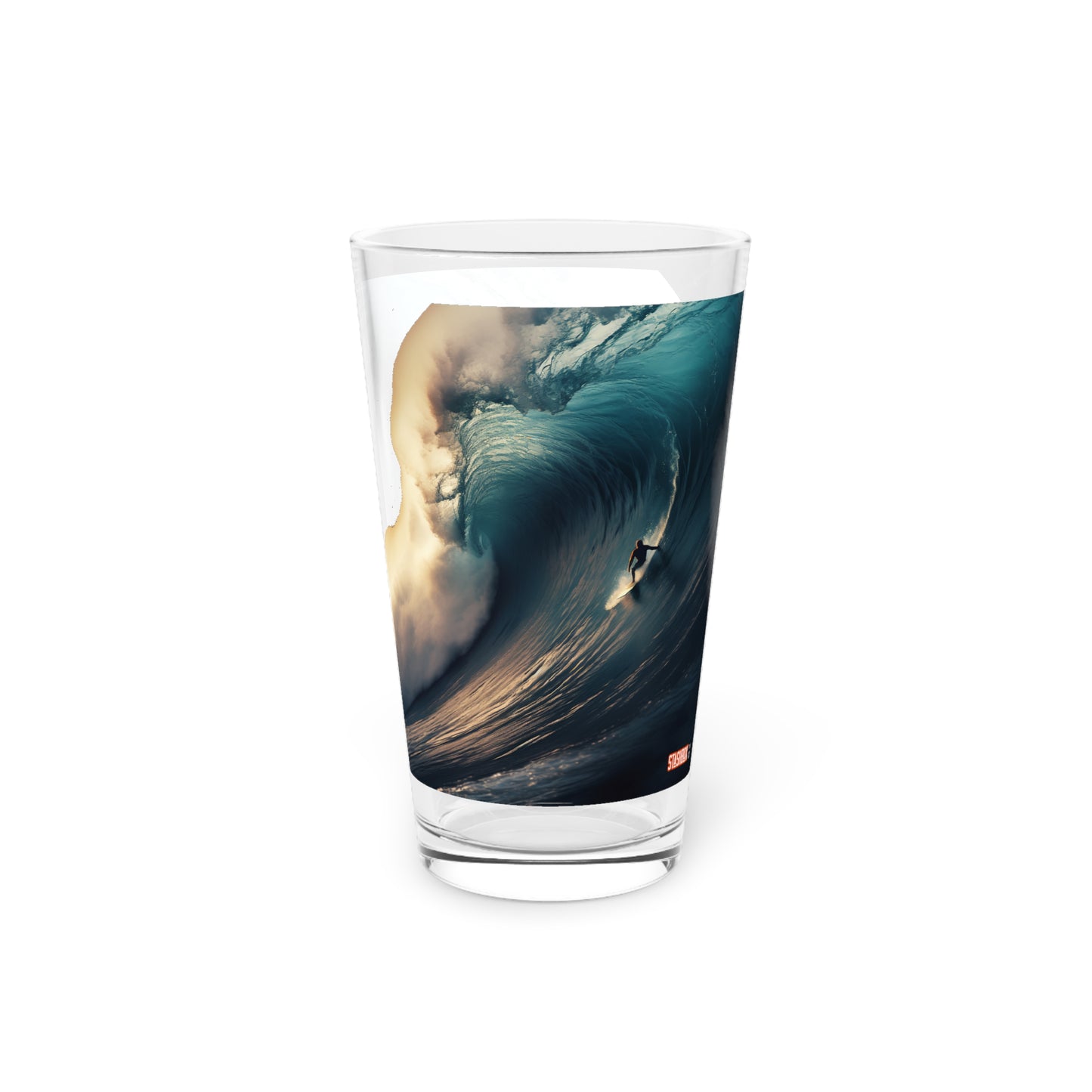 Pint Glass 16oz Surfer 50 Foot Barreling Wave 059