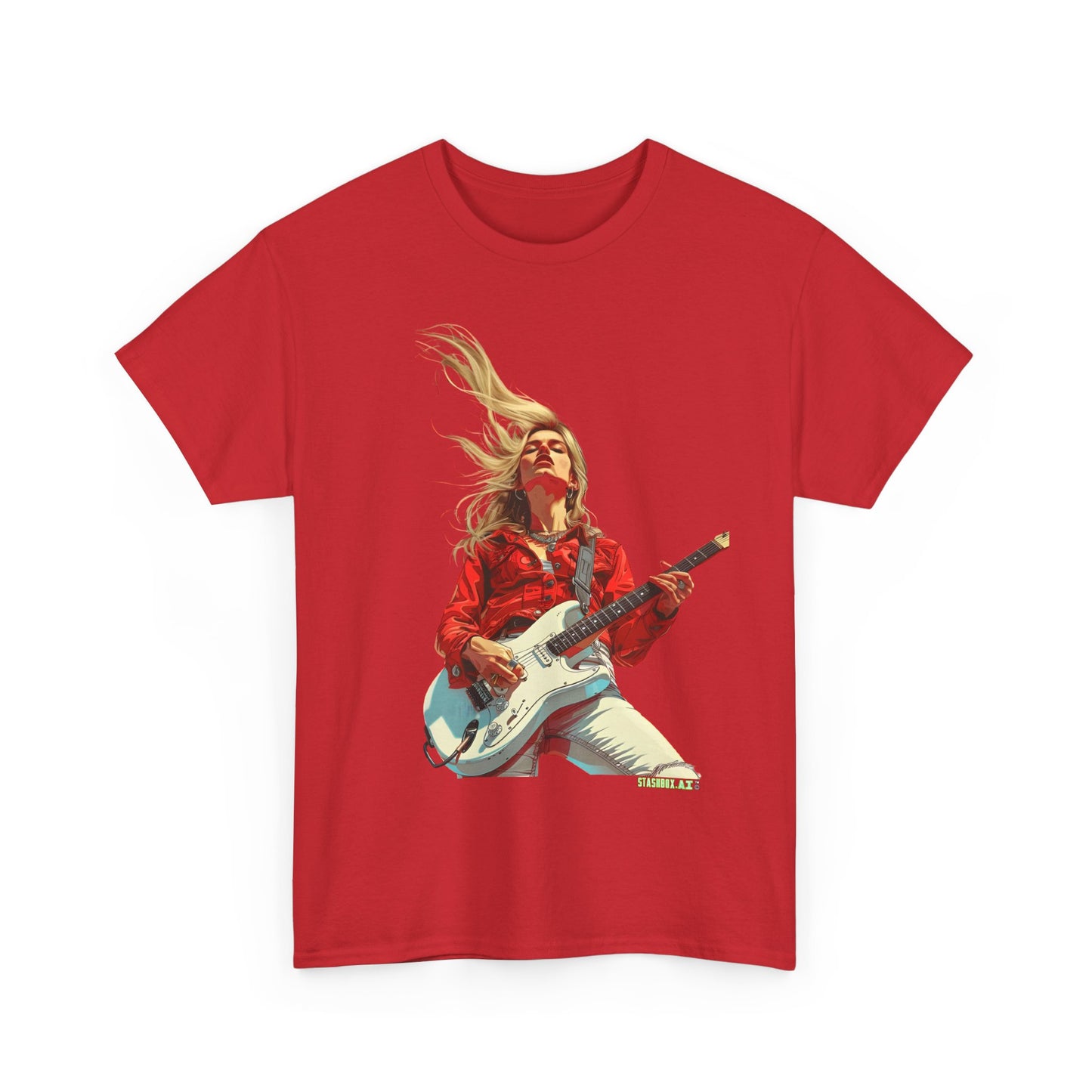 Unisex Heavy Cotton T-Shirt  Girl Guitarist Rocking 015