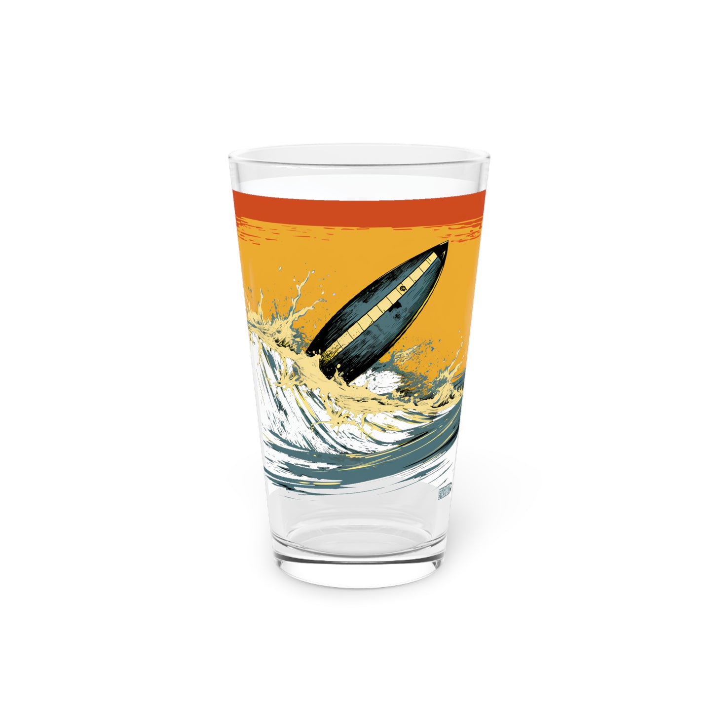 Pint Glass, 16oz Surfing Huge Wave 2-in-1 Design 048a 048b