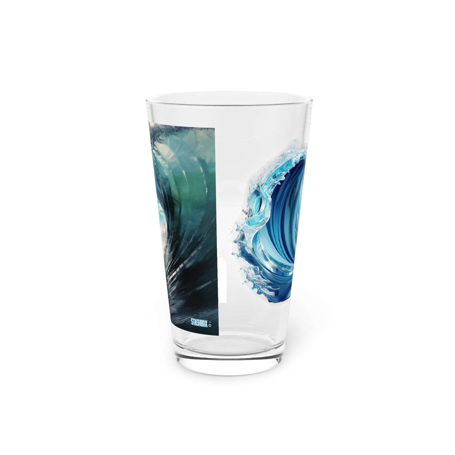 Pint Glass, 16oz Wave Statue 2-in-1 Design Waves 049a 049b