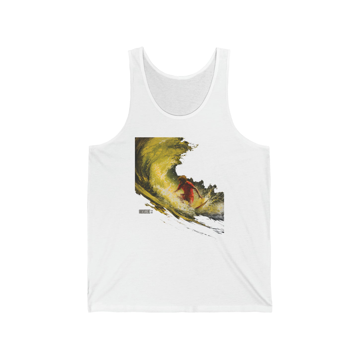 Unisex Jersey Tank Kauai Surfer Yellow Tint Wave Art - 65