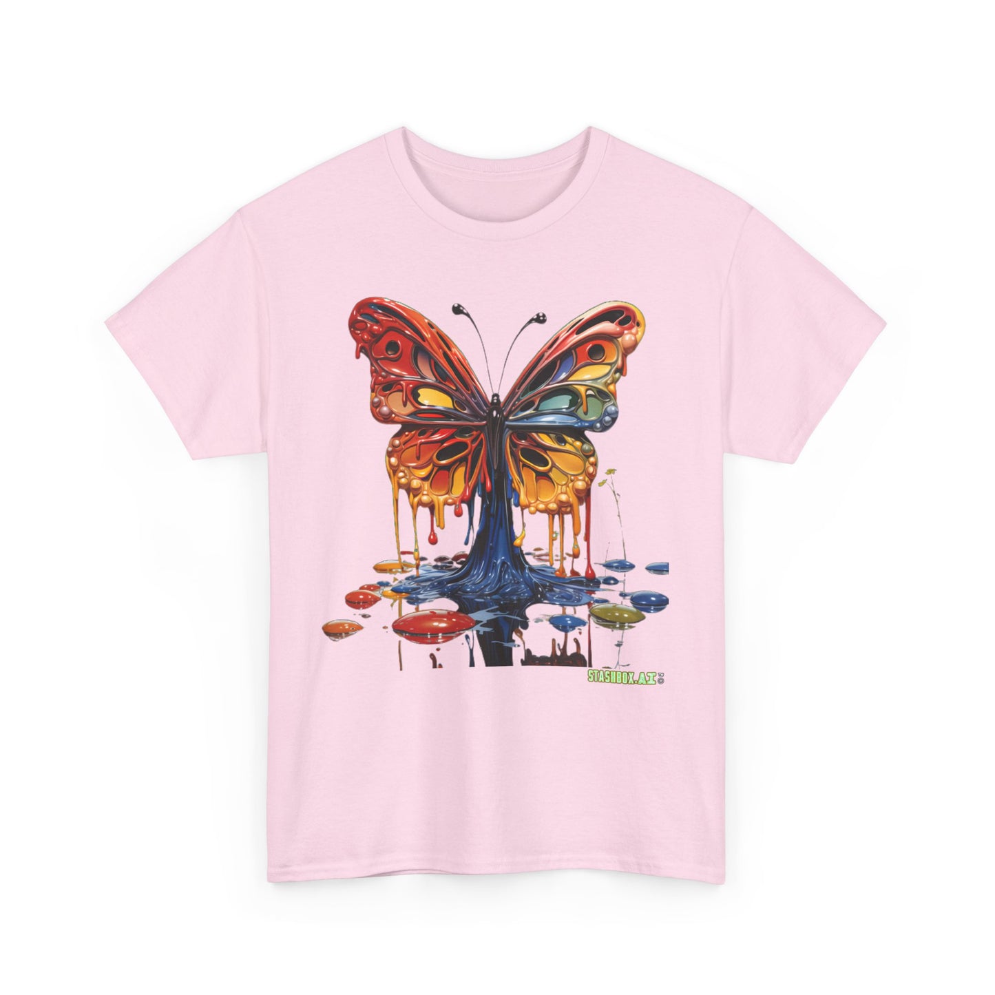 Unisex Heavy Cotton Tee Pop Surrealism Butterfly Design 008