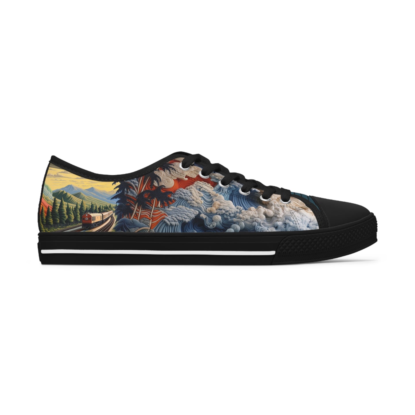 Stylish Women and Trains - Women's Low Top Sneakers 009