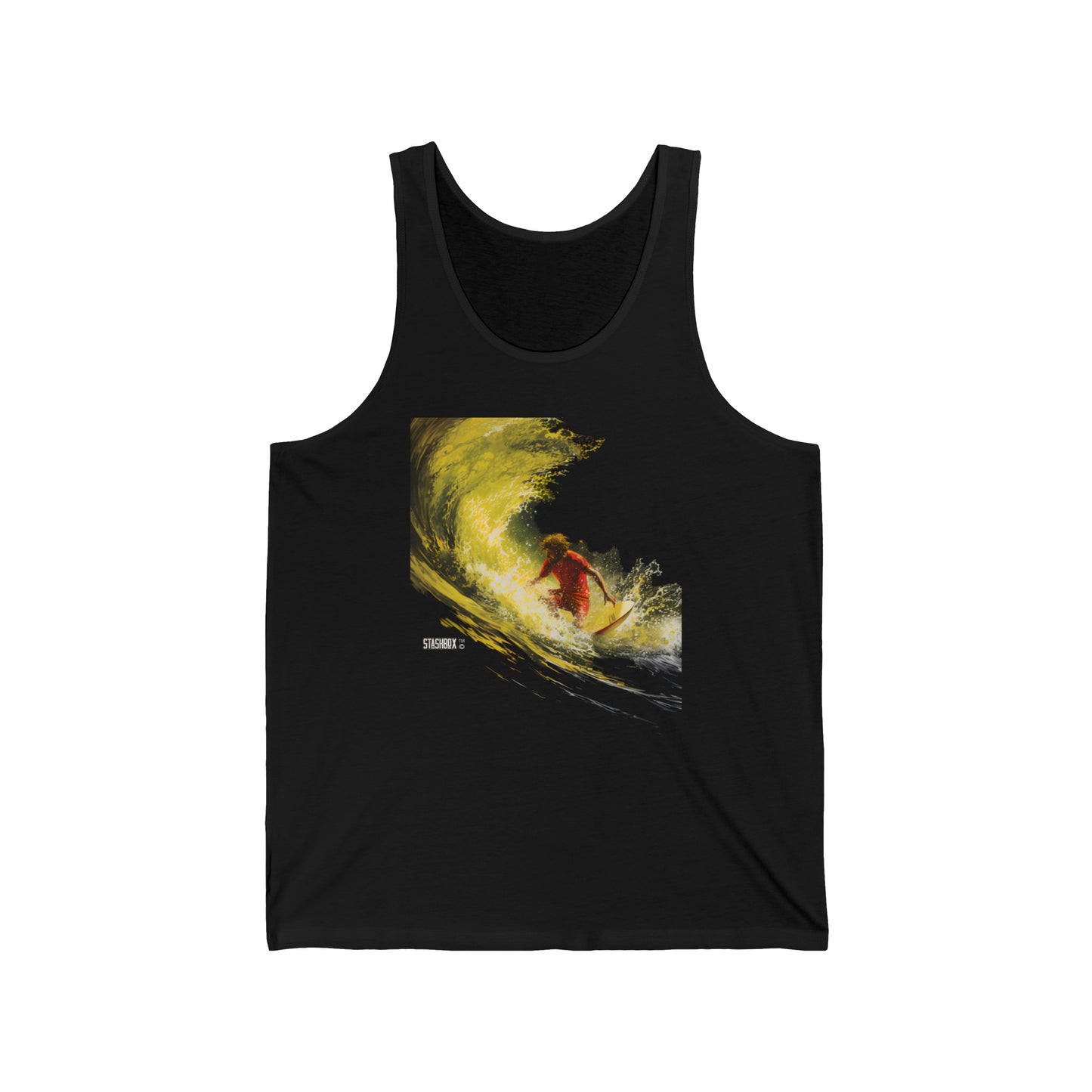 Unisex Jersey Tank Kauai Surfer Yellow Tint Wave Art - 65