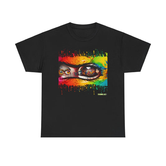 Unisex Heavy Cotton TShirt Psychedelic Eyes Design 008