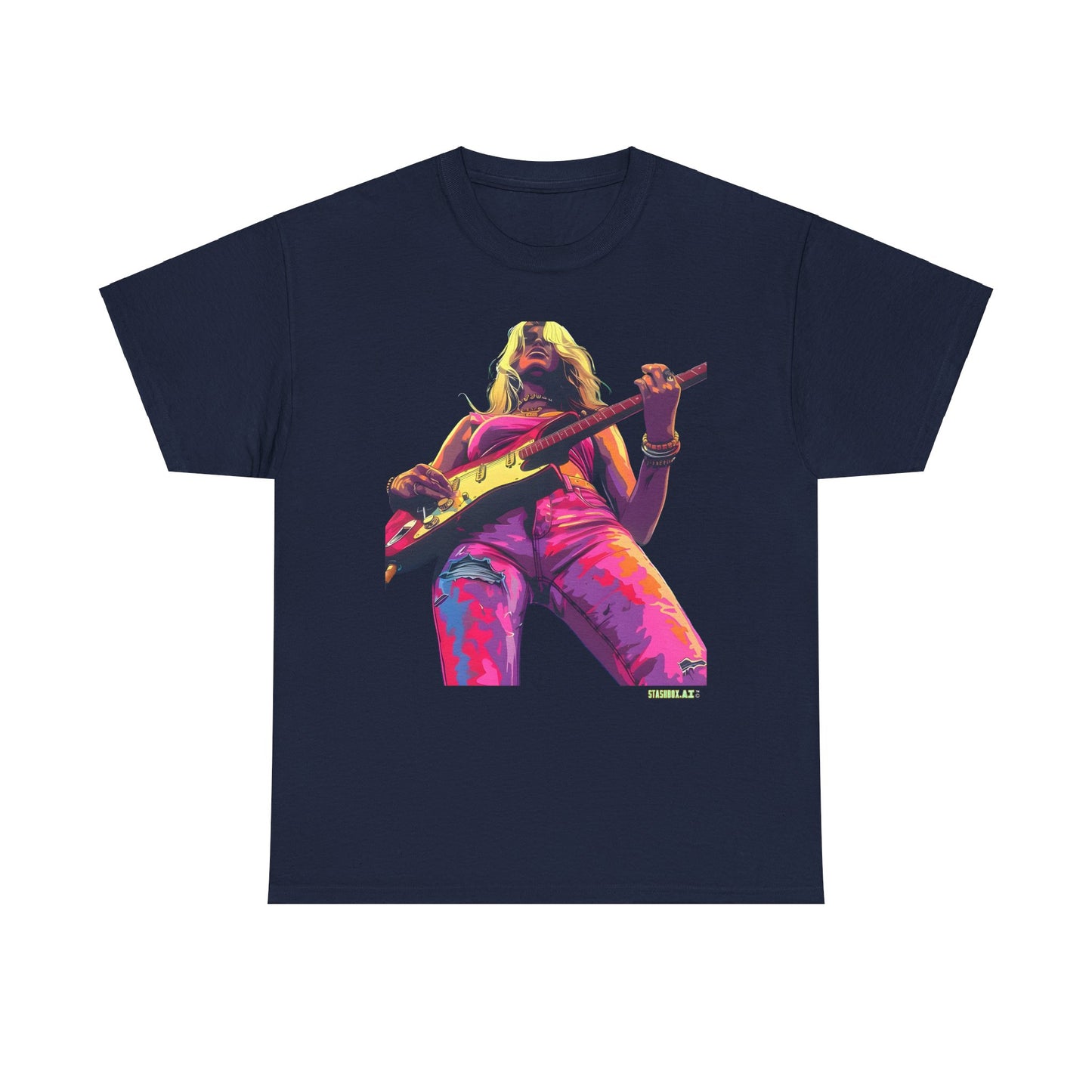 Unisex Heavy Cotton T-Shirt  Girl Guitarist Rocking 016