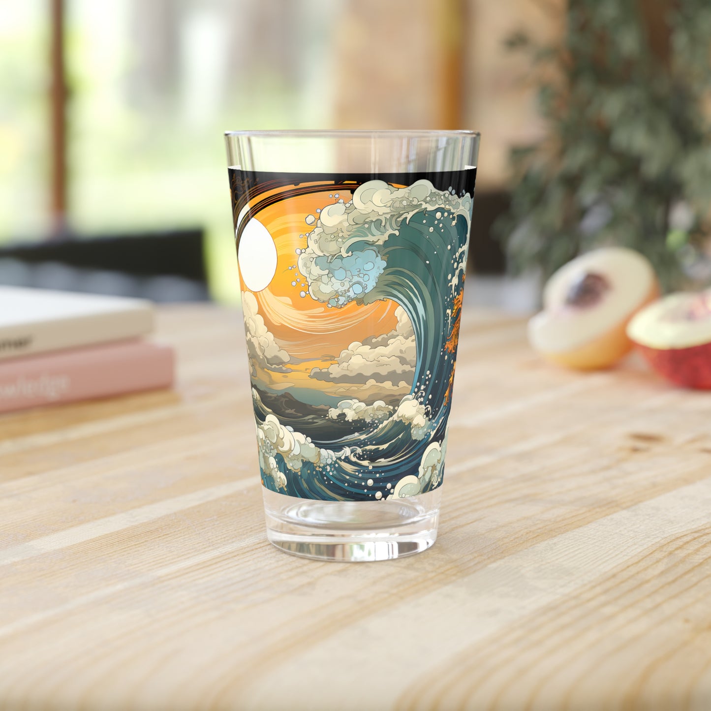 Pint Glass, 16oz Tarot Card Style Waves 032