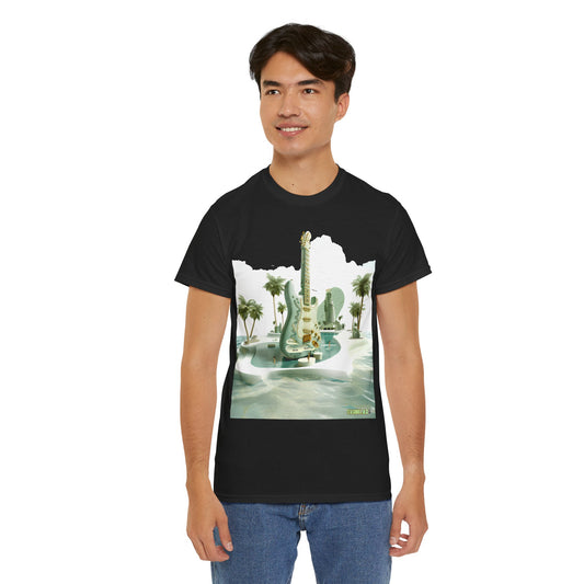 Unisex Heavy Cotton T-Shirt Tropical Guitar Island Resort South Florida 008