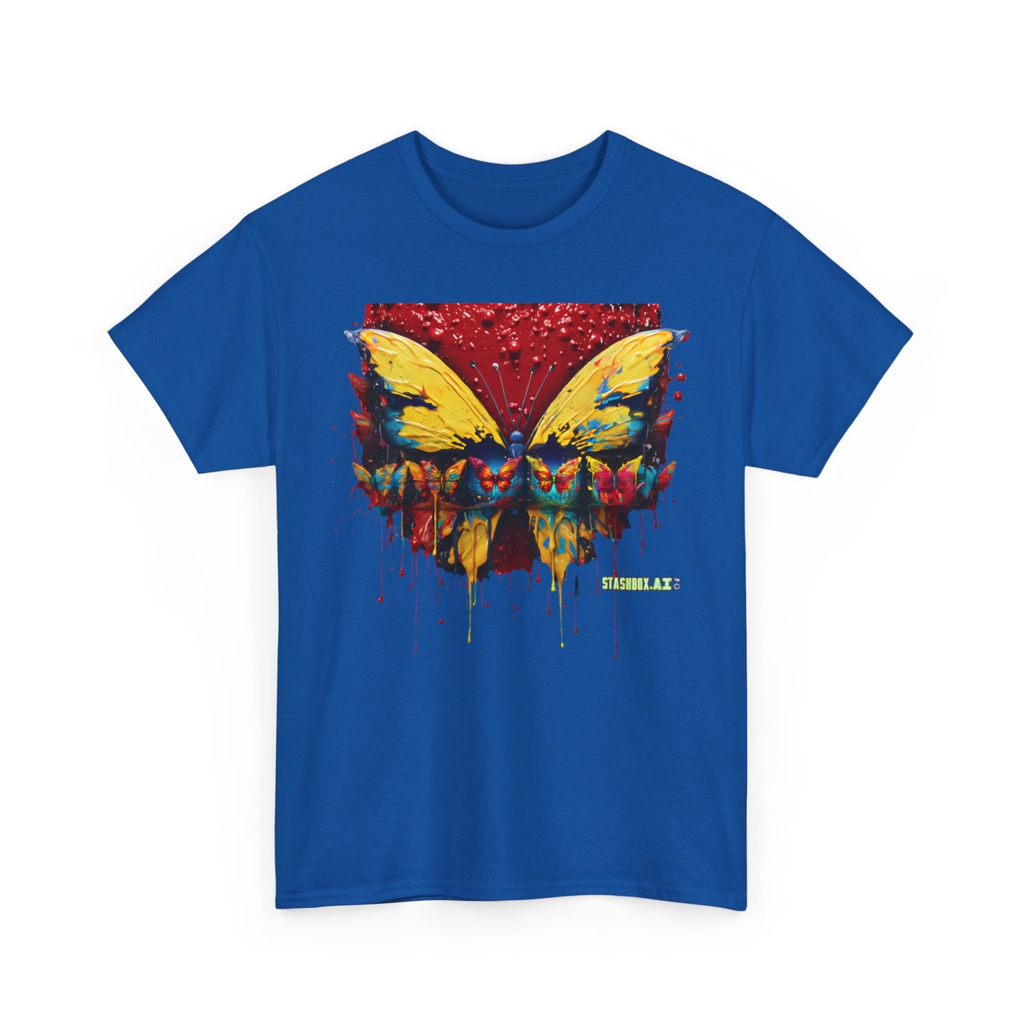 Unisex Heavy Cotton Tee Pop Surrealism Butterfly Design 010