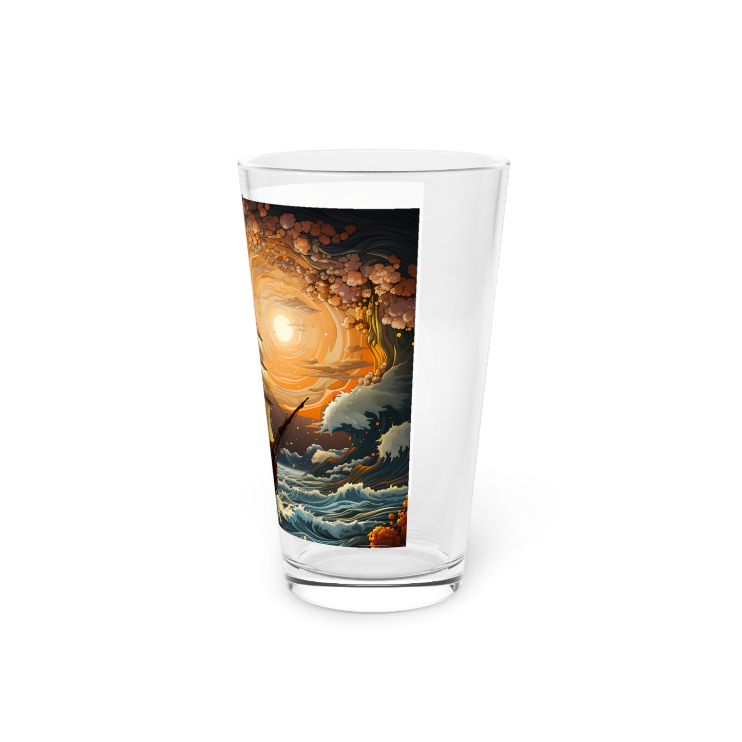 Pint Glass, 16oz Tarot Card Style Waves 033