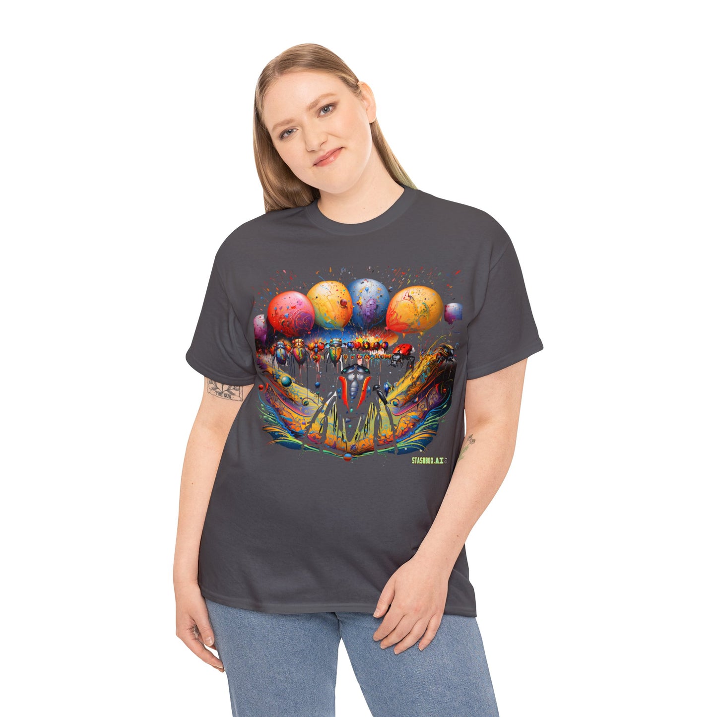 Unisex Adult Size Heavy Cotton Tee Colorful Bugs 003 T-Shirt