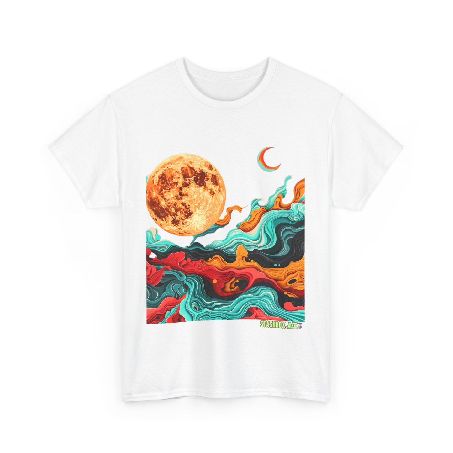 Heavy Cotton Tshirt Psychedelic Moon T-Shirt 001