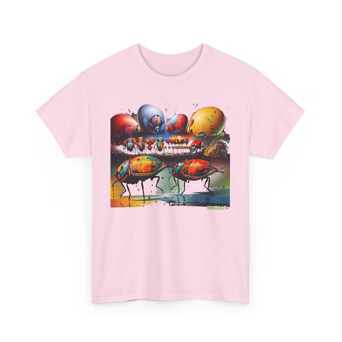 Unisex Adult Size Heavy Cotton Tee Colorful Bugs 002 T-Shirt