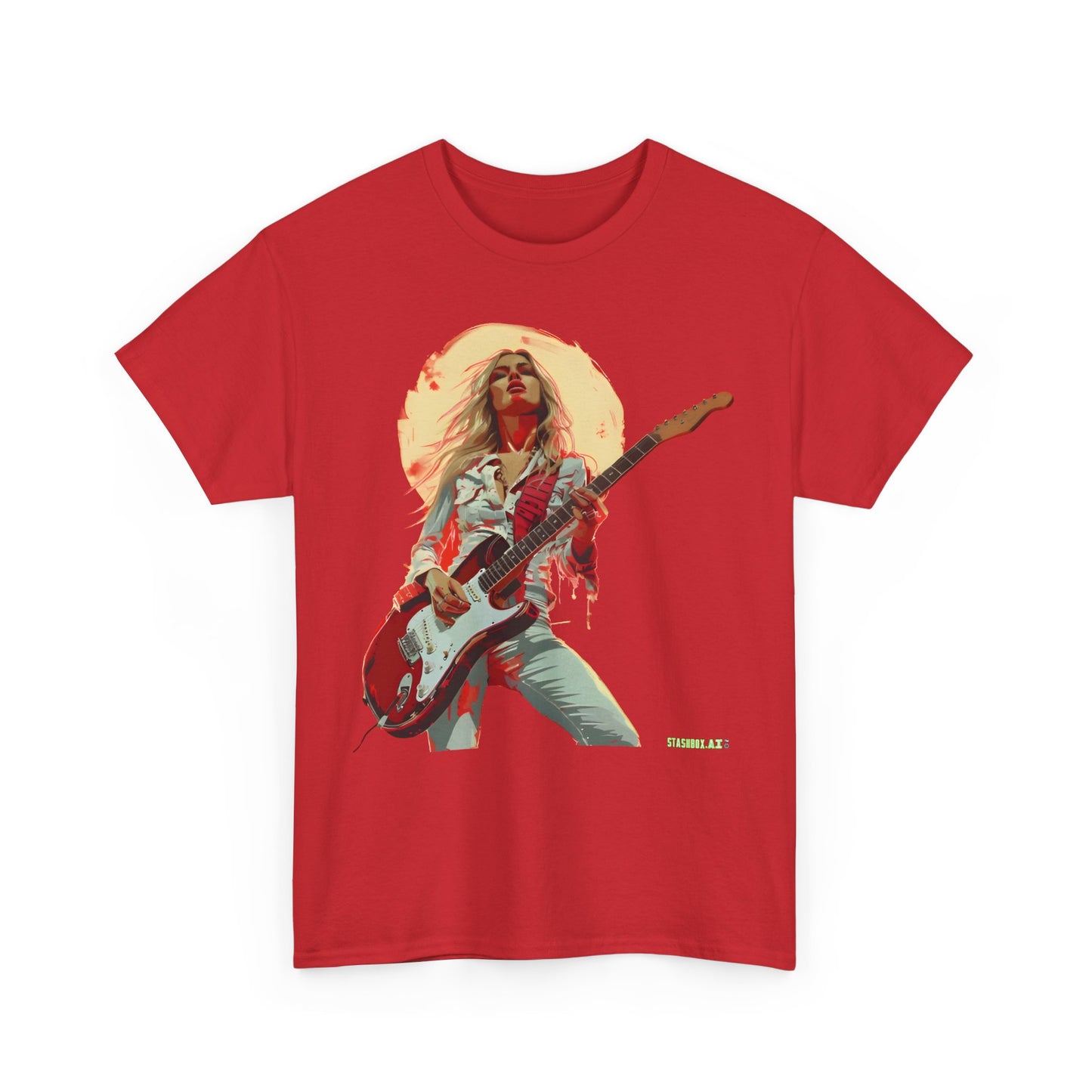 Unisex Heavy Cotton T-Shirt  Girl Guitarist Rocking 009