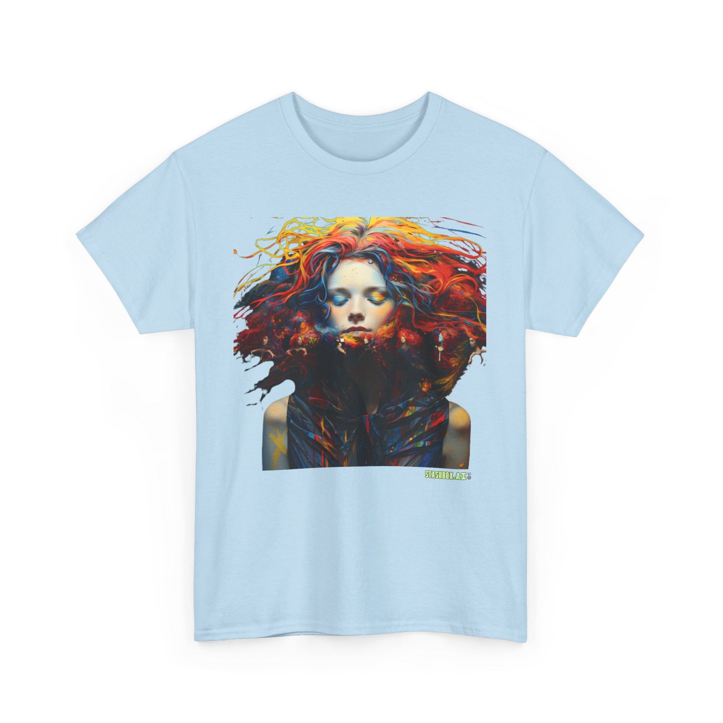 Unisex Heavy Cotton T-Shirt Beautiful Woman Rainbow Drawn Maranao 009