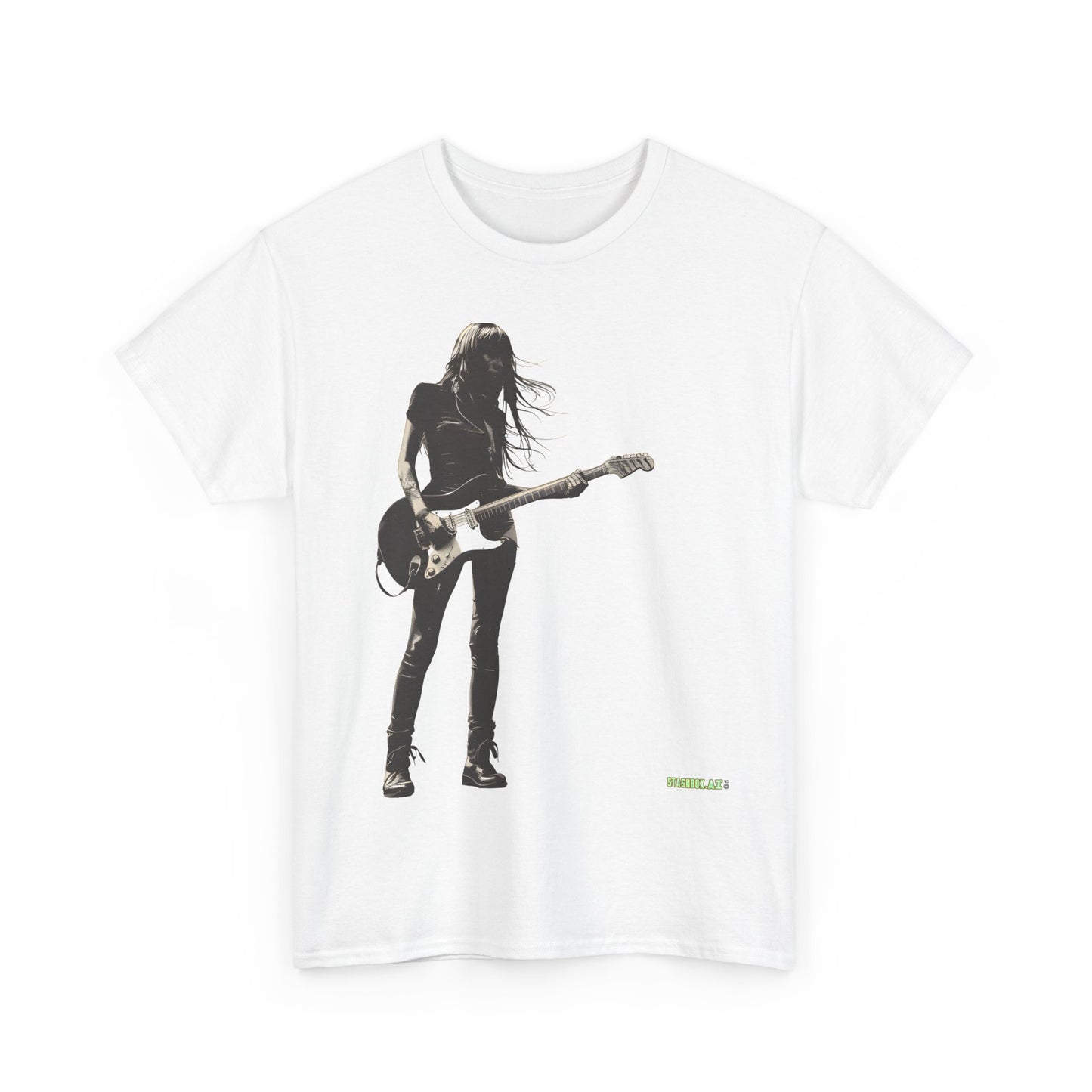 Unisex Heavy Cotton T-Shirt  Girl Guitarist Rocking 007